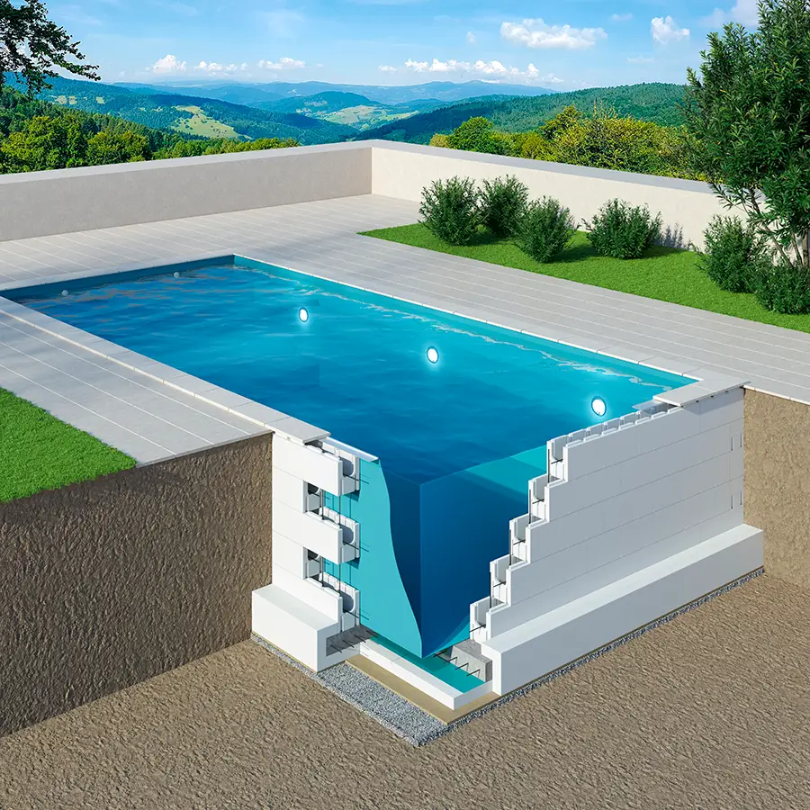 etapes construction piscine 3d